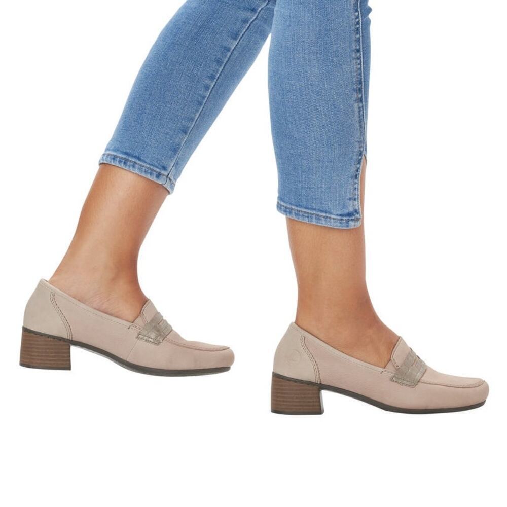 Rieker Loafers Mariah Tan Grey Leather Women's 40 US 9